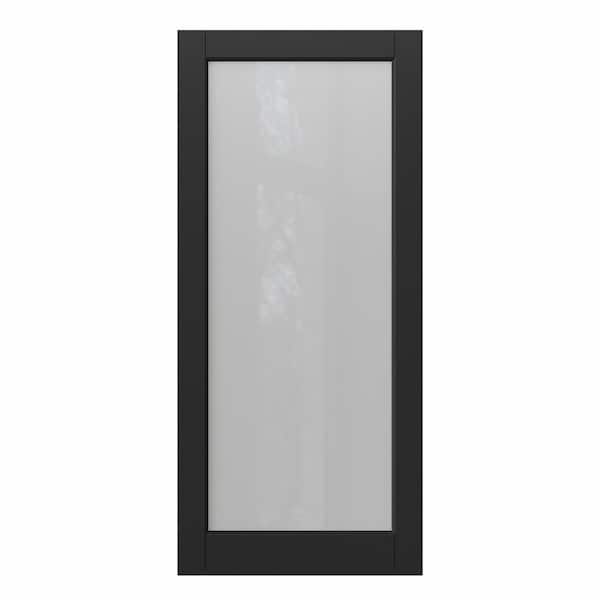 ARK DESIGN 36 in. x 80 in. Solid Core MDF 1-Lite Tempered Frosted Glass and Manufacture Wood Black Finished Interior Door Slab