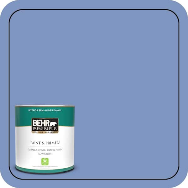 BEHR PREMIUM PLUS 1 qt. #M540-5 Blue Satin Semi-Gloss Enamel Low Odor Interior Paint & Primer