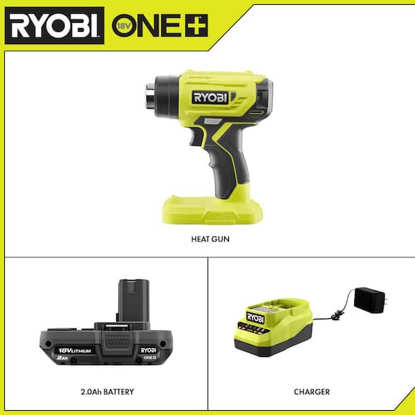 RYOBI 18-Volt Cordless Heat Gun Kit with Battery and Charger (Bulk  Packaged, Non-Retail Packaging) P3150 + Battery + P118B 