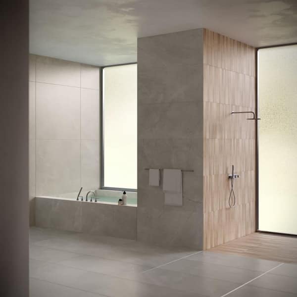 Dorian Marengo Gray 4 in. x 0.41 in. Marble Look Antique Satin Porcelain Floor and Wall Tile Sample