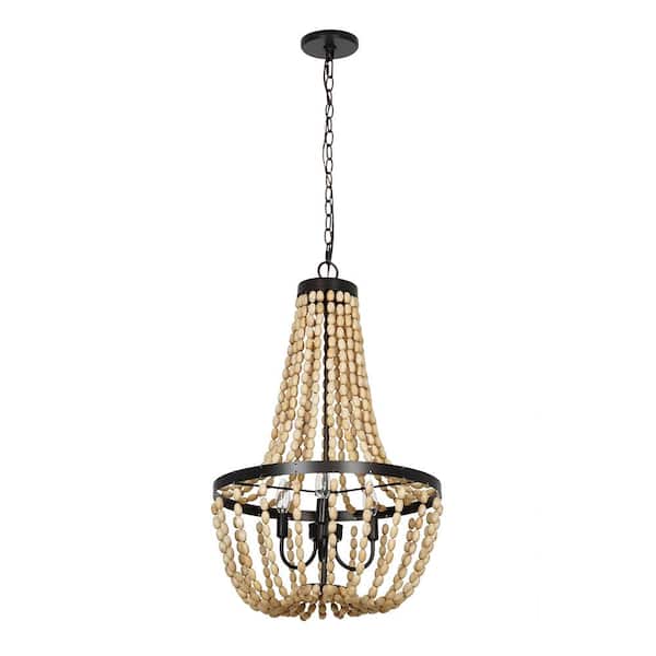 natural wood beaded chandelier