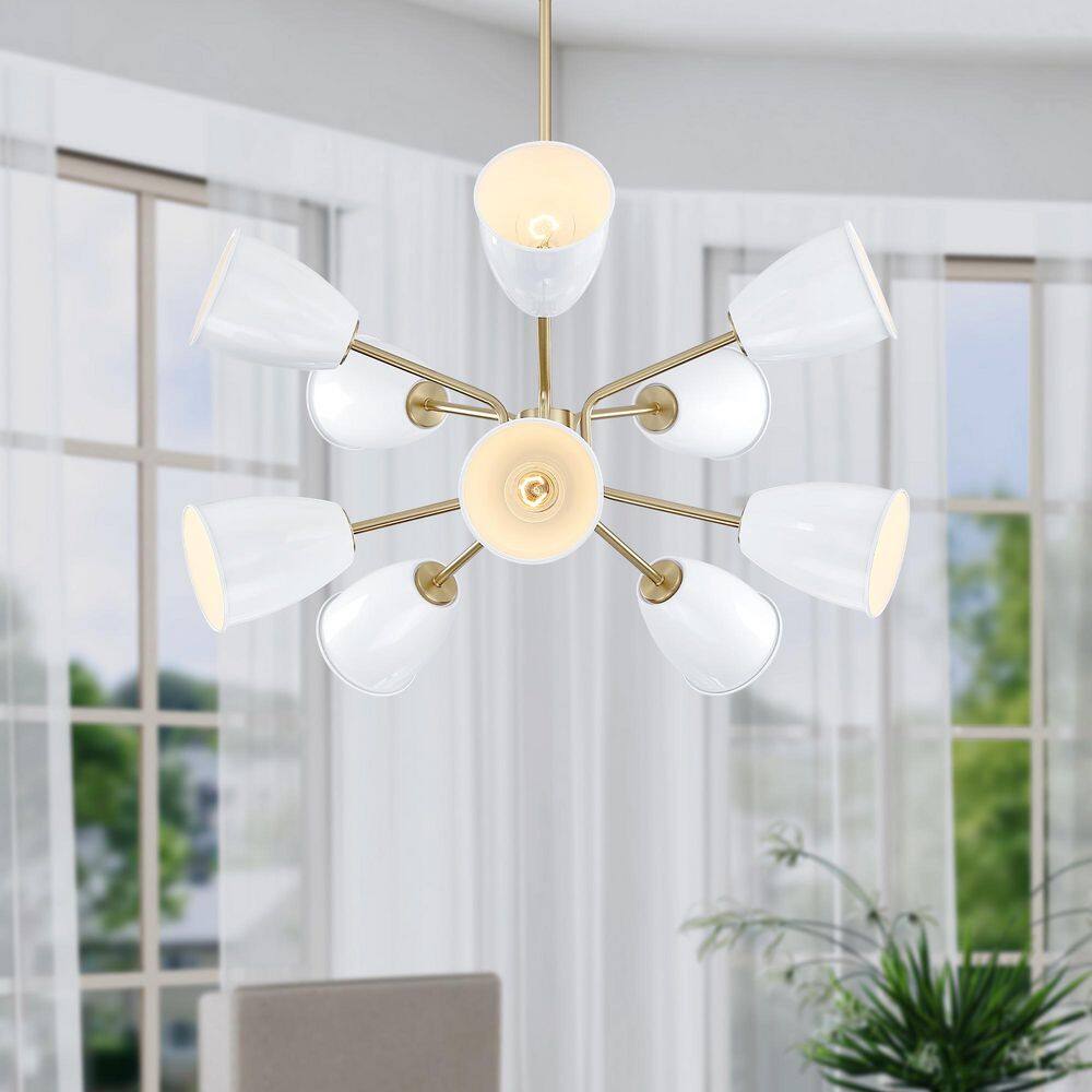 Biba 10-Light Brushed Gold Transitional Tiered Chandelier for Dining Areas with No Bulbs Included price history on PriceWatchPro