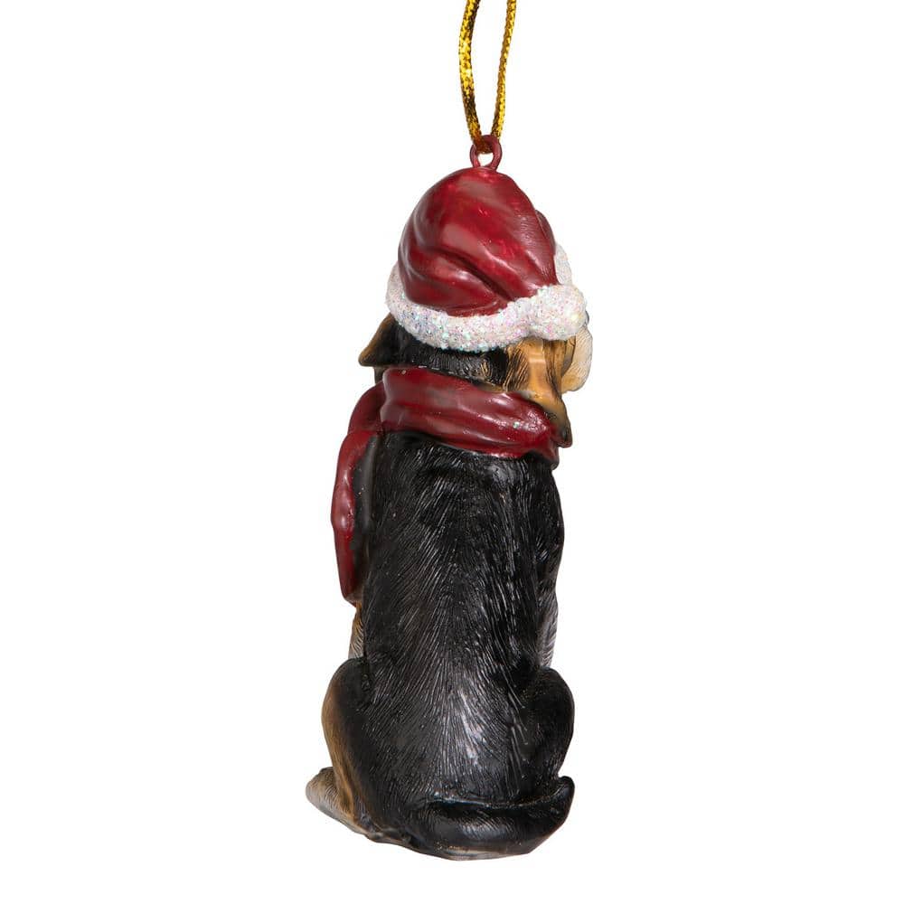 Festive Beagle Dog Ornament with Santa Hat and Scarf