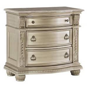 35 in. Silver 3-Drawers Wooden Nightstand