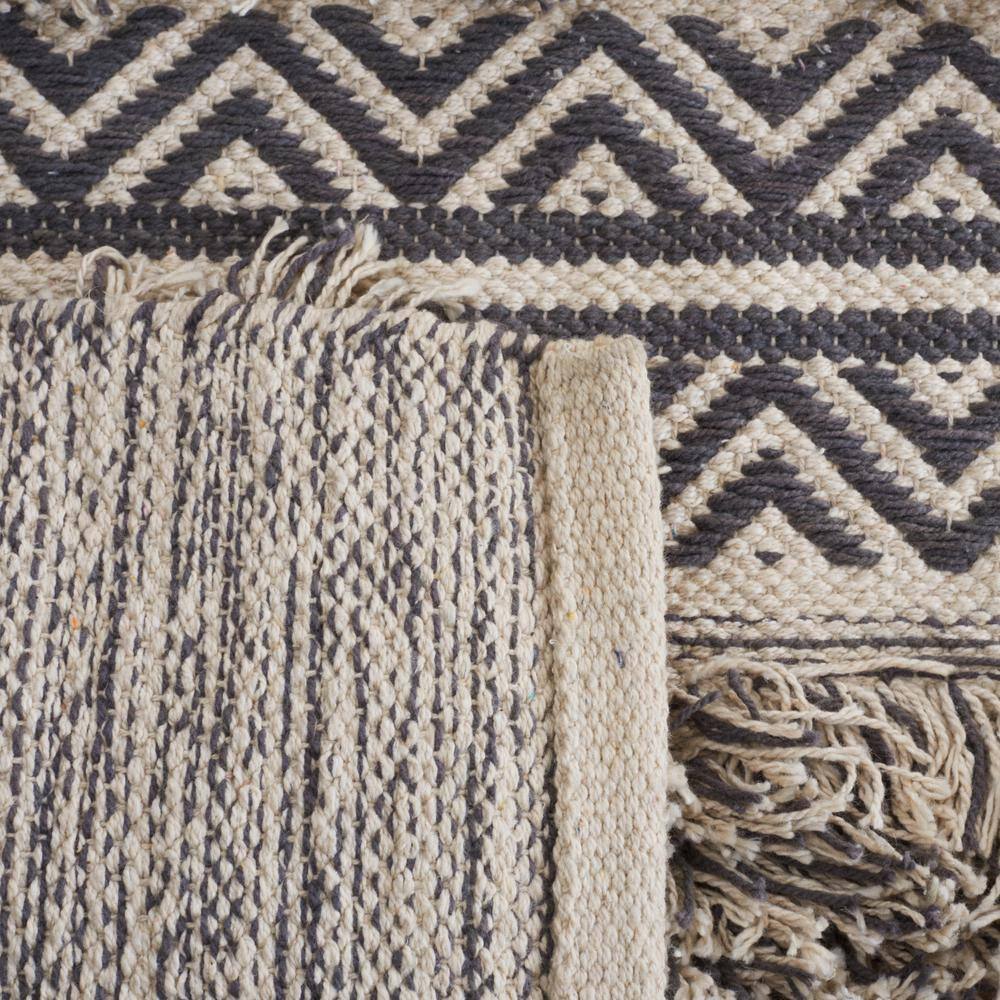 Ivory and Grey Handwoven Cotton Runner Rug