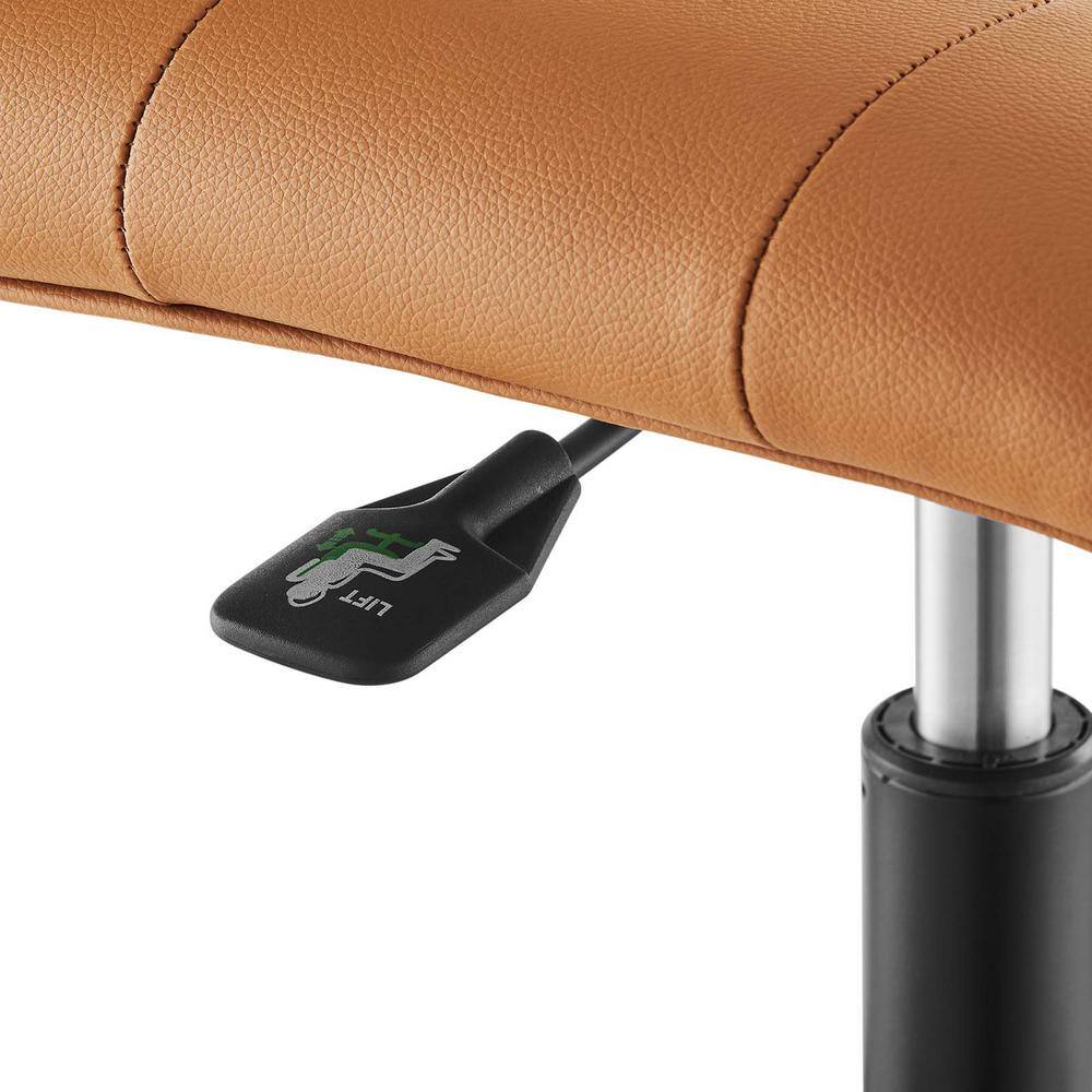 Prim Tan Vegan Leather Armless Swivel Office Chair