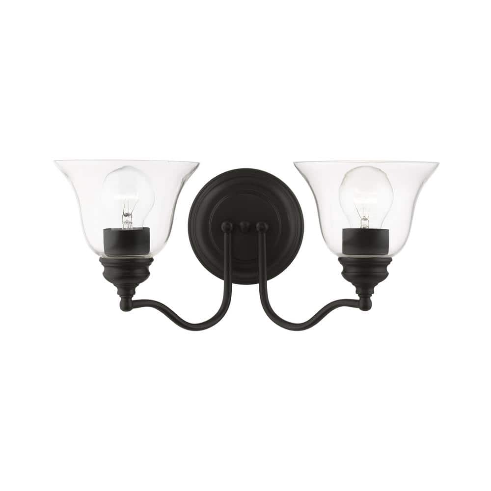 Black Hand Blown Glass 2-Light Vanity Sconce