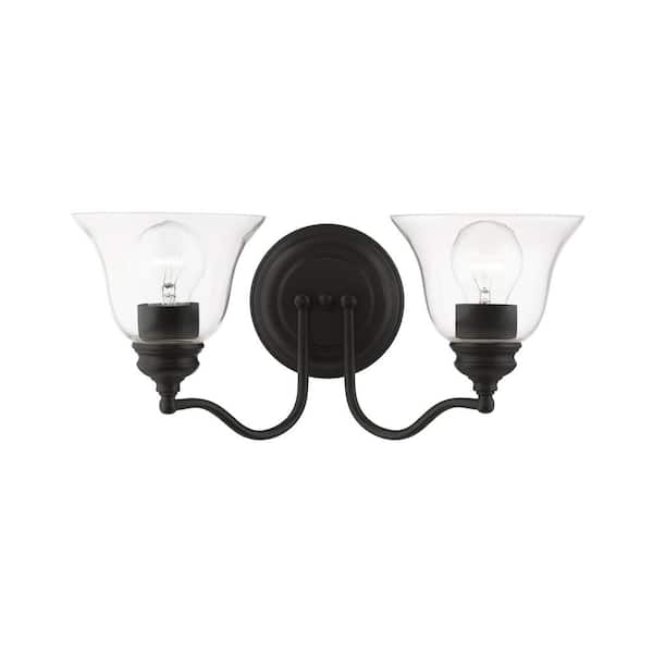 AVIANCE LIGHTING Crestridge 15.25 in. 2-Light Black Vanity Light with Clear Glass