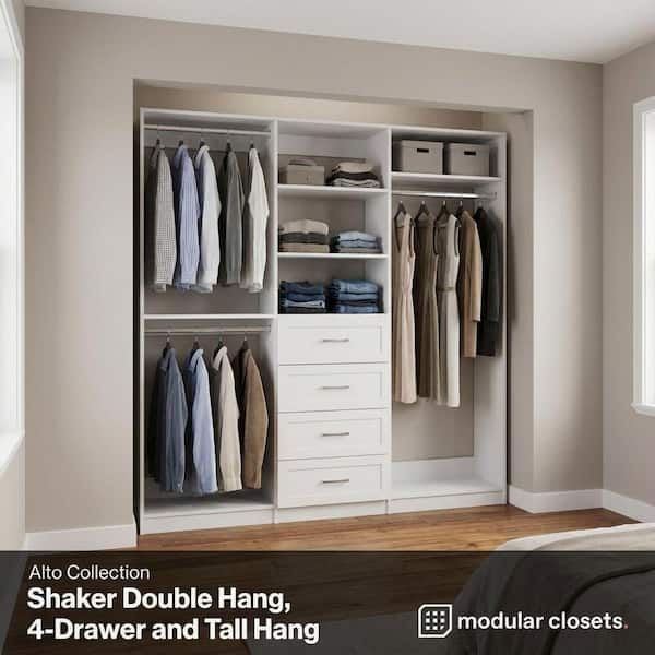 MODULAR CLOSETS Alto Collection 60 in. W White Wall Mounted Shaker