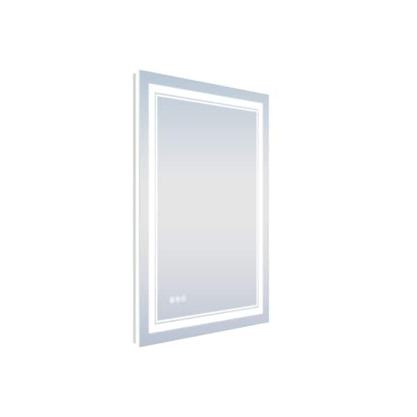 24 in. W x 32 in. H Rectangular Frameless LED Lighted Fog Free Wall Mount Bathroom Vanity Mirror in Aluminum, Dimmable