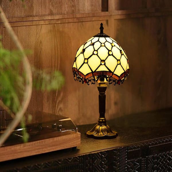 Latepis Decorative 14.6 in. Multi-Colored Tiffany-Style Table Lamp Bronze Finish Traditional Desk Lamp