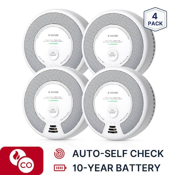 10-Year Battery Smoke and CO Alarm with Photoelectric Sensor and LED Warning Light 4 Pack SC06