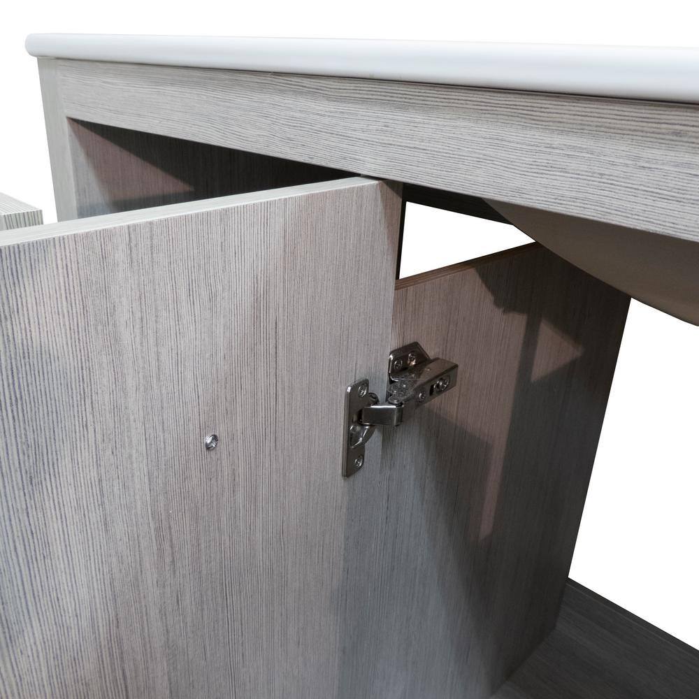 48" Gray Pine Single Vanity with White Ceramic Top
