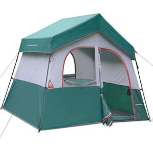 10 ft. x 8 ft. 5 Person Camping Tent Portable Easy Set Up Family Tent for Camp,Windproof Fabric Cabin Tent in Dark Green
