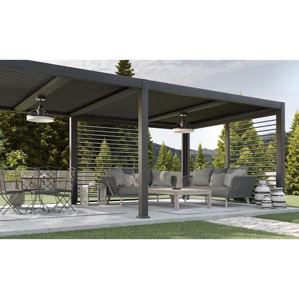 Shear Collection 19.56 in. Indoor Outdoor 3-Blade Matte Black Ceiling Fan with Matte Black Blades