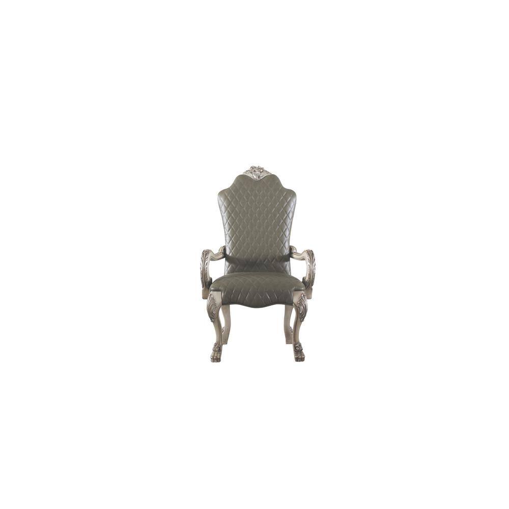 Dresden Vintage Bone White Floral Leather Accent Chair