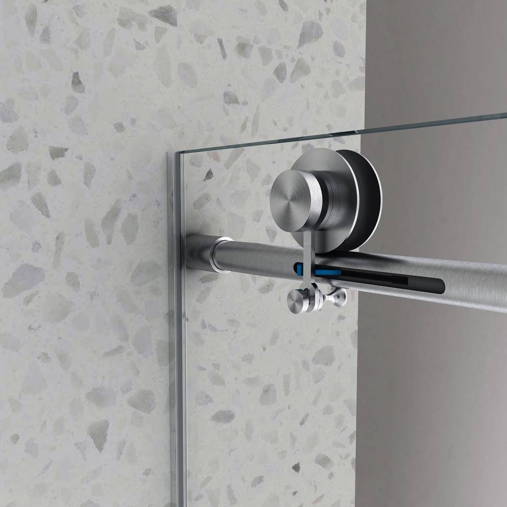60'' Brushed Nickel Frameless Sliding Shower Door with Clear Glass
