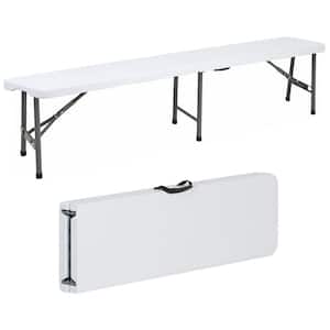 6 ft. Plastic Folding Bench Portable Indoor Outdoor Bench, White (1-Piece)