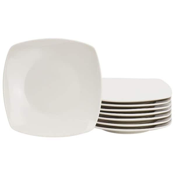 Gibson Home Zen Buffetware 8 Piece 7 in. stoneware Dessert Plate Set in White