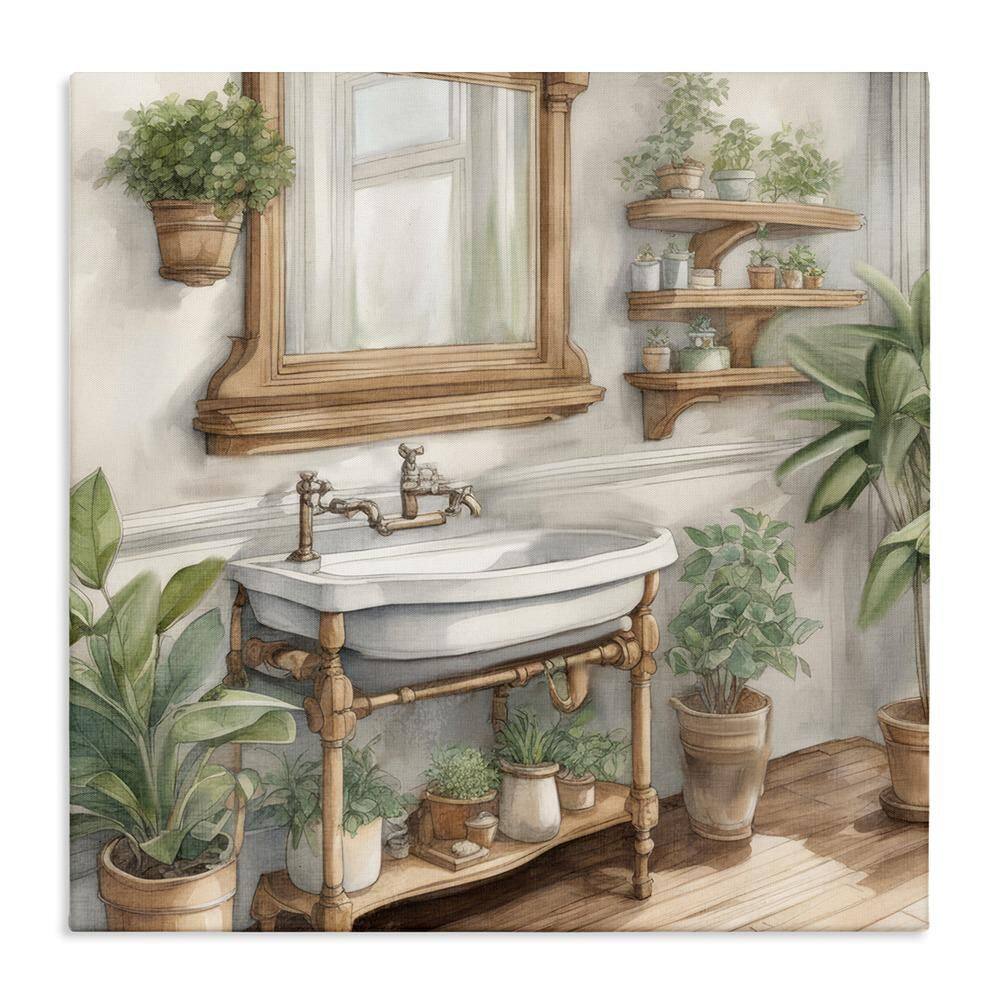 Bathroom View with Plants by Kim Allen 1-Piece Unframed Nature Graphic Art Print 17 in. x 17 in. price history on PriceWatchPro