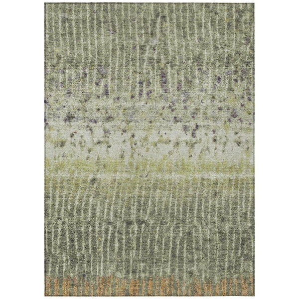 Chantille Machine Washable Indoor/Outdoor Abstract ACN2406 Olive 5 ft. x 7 ft. 6 in. Area Rug