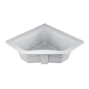 Signature 60 in. x 60 in. Corner Whirlpool Bathtub with Center Drain in White with Heater