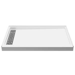 ALEXANDER 48 in. L x 32 in. W Alcove Shower Pan Base with Left Drain in White