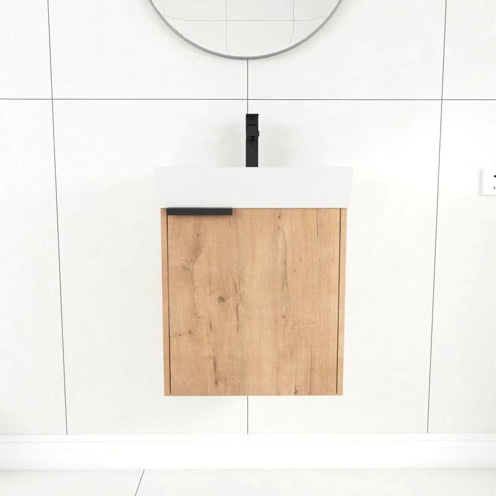 18 in Wall-Mounted Bathroom Vanity with Ceramic Sink and Soft Close Doors price history on PriceWatchPro
