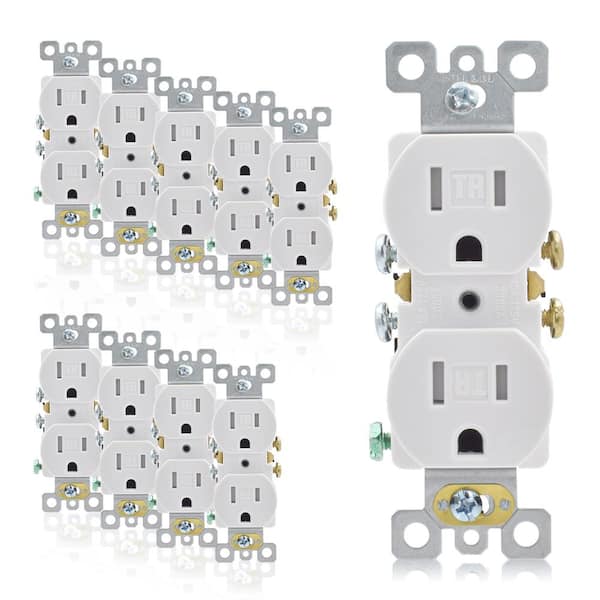 Leviton Decora 15 Amp Tamper-Resistant Duplex Outlet, White (10-Pack)  M22-T5325-WMP - The Home Depot