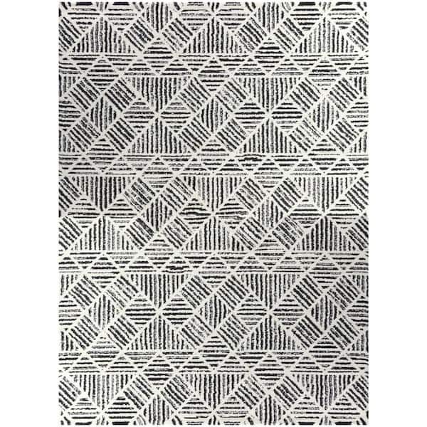BALTA Frederic Cream/Charcoal 7 ft. 10 in. x 10 ft. Geometric Area Rug