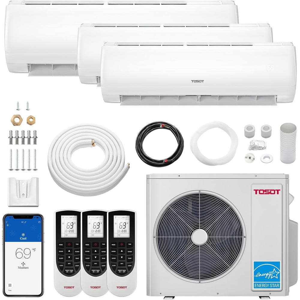 36,000 BTU Tri-Zone Mini Split AC/ Heat Pump 21 SEER2 230-Volt Wifi, Ductle