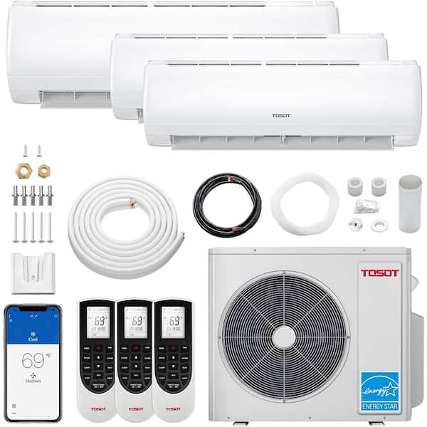 36,000 BTU Tri-Zone Mini Split AC/ Heat Pump 21 SEER2 230-Volt Wifi, Ductless Inverter Split System 9Kx2+18K BTU ‎3 Tons