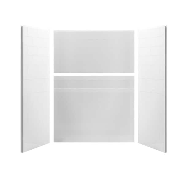 MEDUNJESS 60 in. W x 32 in. D x 78 in. H 4-Piece Glue Up Alcove Shower Wall Surround in Glossy White