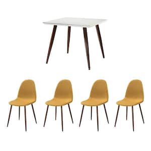 Eisden 5 Pcs Dining Set, with Square Table and Mustard Chairs
