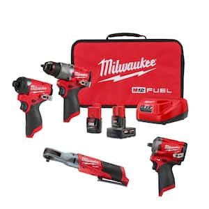 M12 FUEL 12-Volt Lithium-Ion Brushless Cordless Combo Kit (4-Tool) with 2 Batteries and Bag