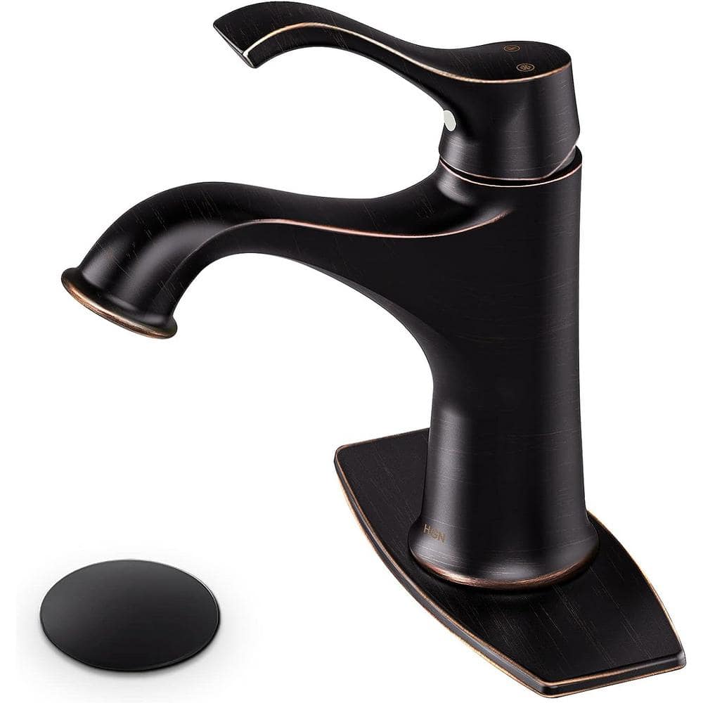 1-Handle Low-Arc 1-Hole Bathroom Faucet with Deckplate Included and Drain K