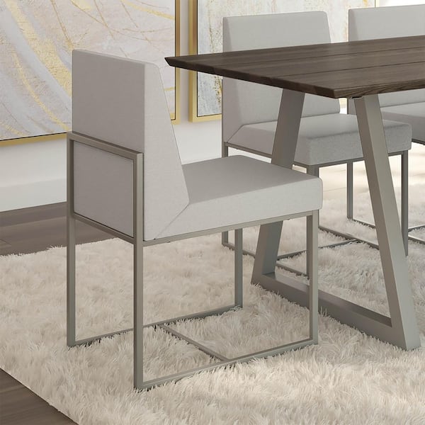 Amisco Derry Light Grey Polyester/Matte Light Grey Metal Dining Chair