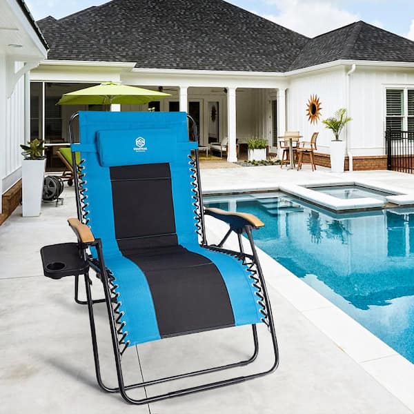 Chair Lawn Black Cup Holder For Zero Gravity Patio Lounge Pool Beach Side Tray 