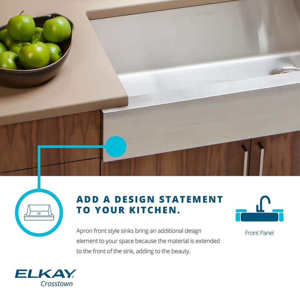 Crosstown 36" Satin Stainless Steel Farmhouse Kitchen Sink