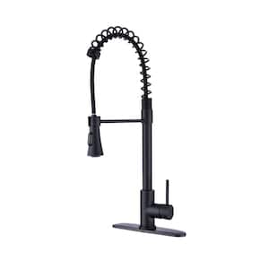 Single Handle Pull Down Sprayer Kitchen Faucet with High Arc in Matte Black