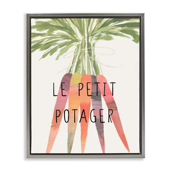 Stupell Industries Vegetable Garden Phrase by Annie Warren Gray Floater Frame Food Graphic Art Print 31 in. x 25 in.