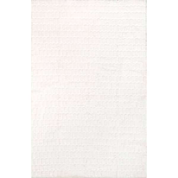 Milazia Honeycomb Plush Cloud Washable White 2 ft. x 3 ft. Indoor Area Rug
