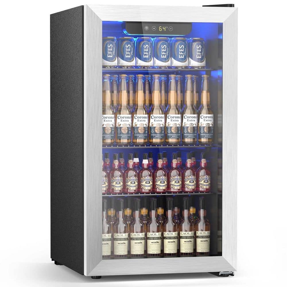 17.5 in. W 130 -Can Capacity Stainless Steel Freestanding Indoor Beverage Refrigerator with Glass Door in Silver price history on PriceWatchPro