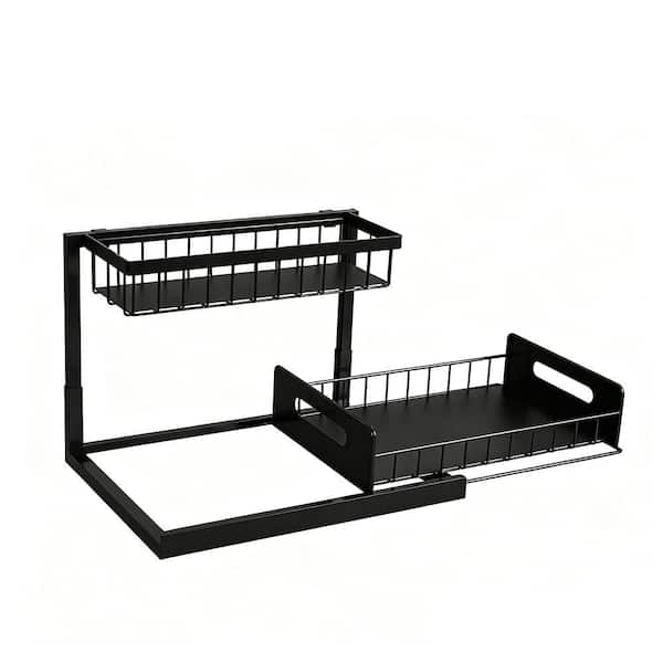 Under Sink Organizer, Pull Out Cabinet Storage 2 Tier Slide Out Sink Shelf, Cabinet Organizer and Storage, Black