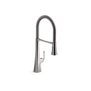 Graze Single Handle Semi-Professional Kitchen Sink Faucet with 3-Function Sprayhead in Vibrant Titanium