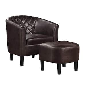 Take a Seat Roosevelt Espresso Faux Leather Accent Chair with Ottoman