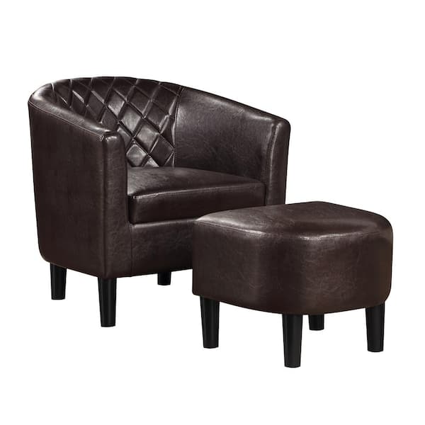 Convenience Concepts Take a Seat Roosevelt Espresso Faux Leather Accent Chair with Ottoman