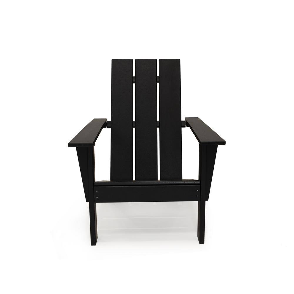 Arcadia Black HDPE 3-Piece Outdoor Adirondack Chair and Table Set