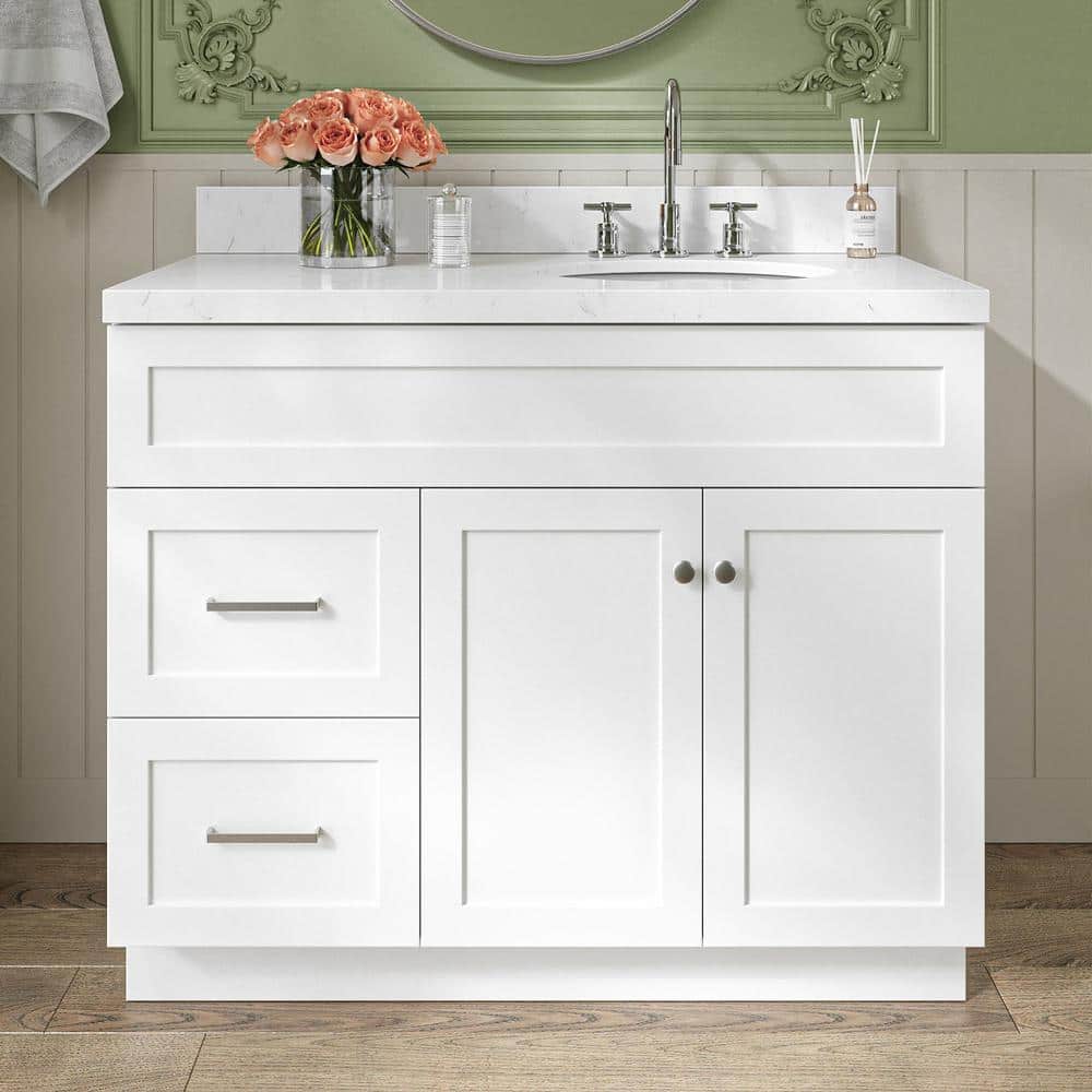 Hamlet 42 in. Single Sink Freestanding Bathroom Vanity in White with Carrara White Quartz Top price history on PriceWatchPro