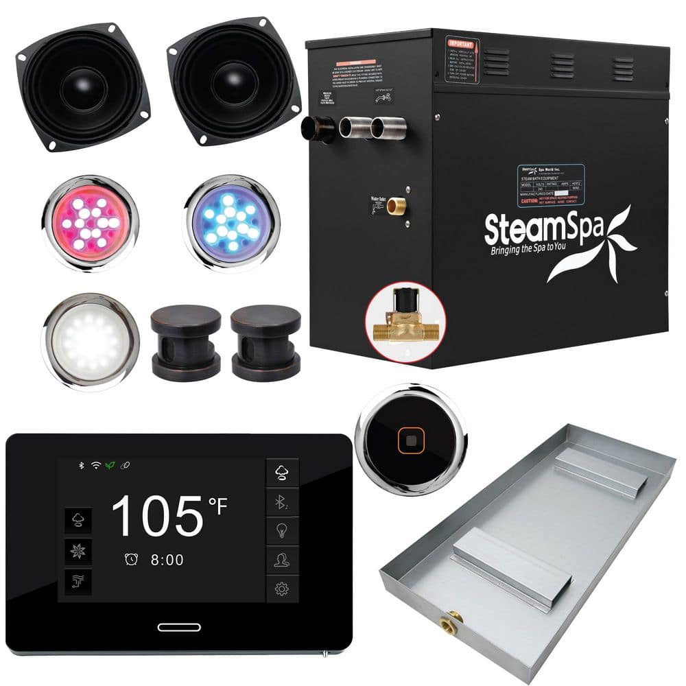 SteamSpa Black Series 12kW Steam Bath Generator with Wireless Bluetooth ...